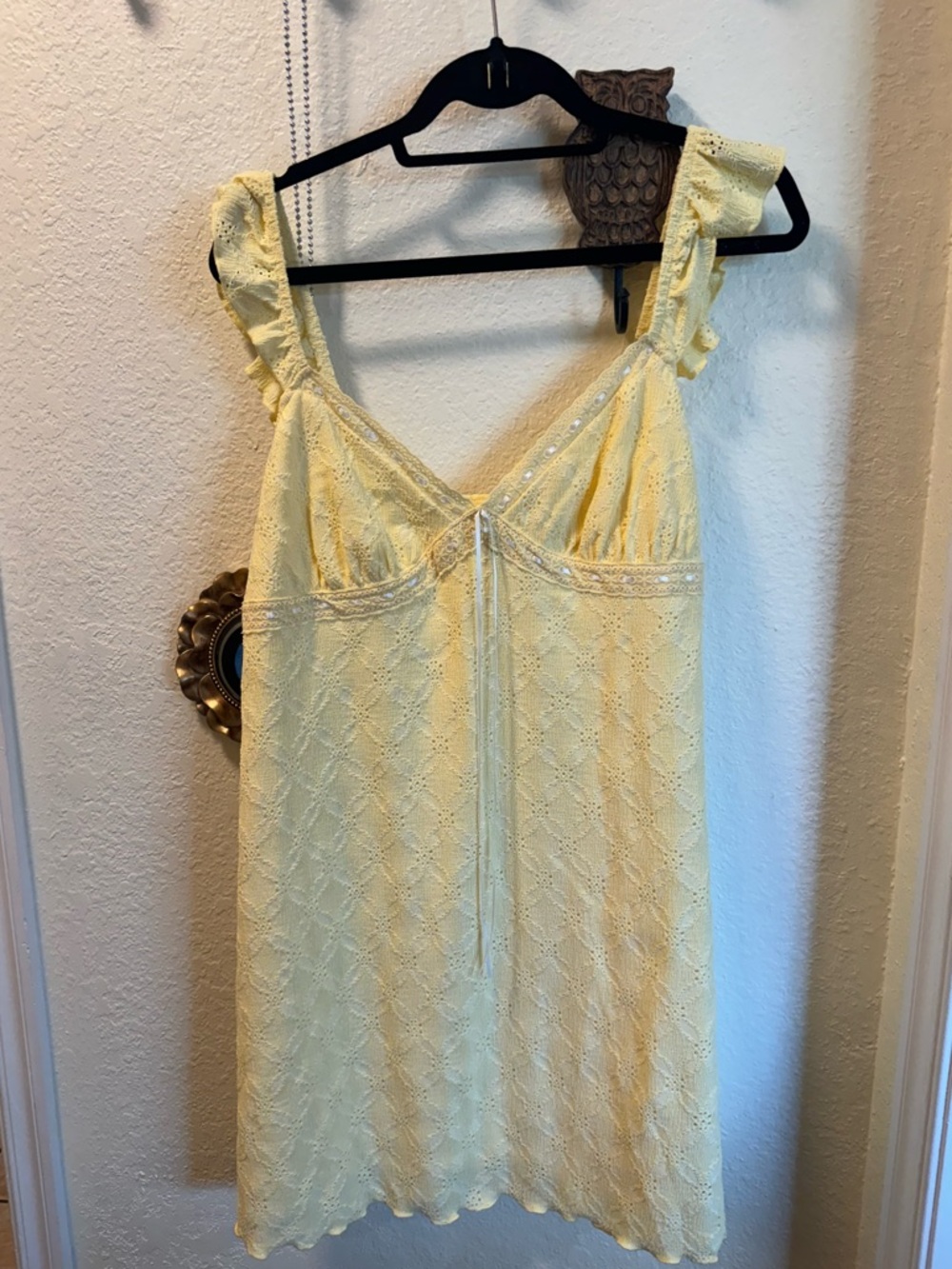 wild fable Pale Yellow Eyelet Sundress with Ruffle Straps